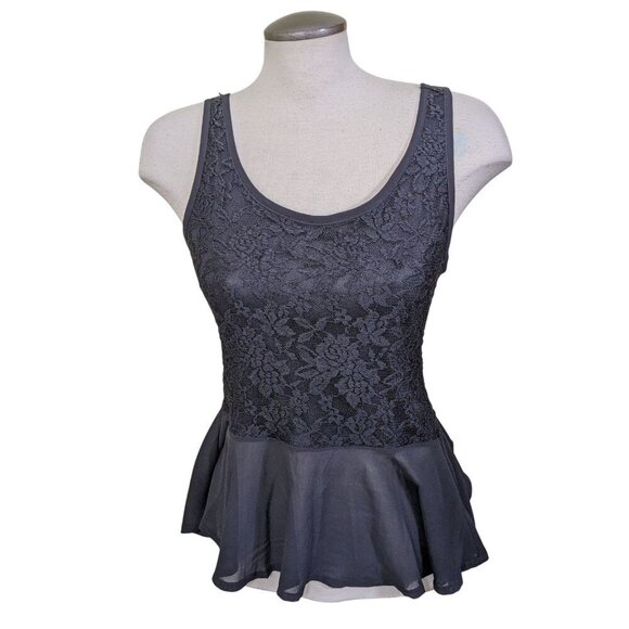 Zenana Outfitters Tops - Zenana Outfitters Womens Lace Peplum Top Size Large Black Whimsigoth Witchy Goth